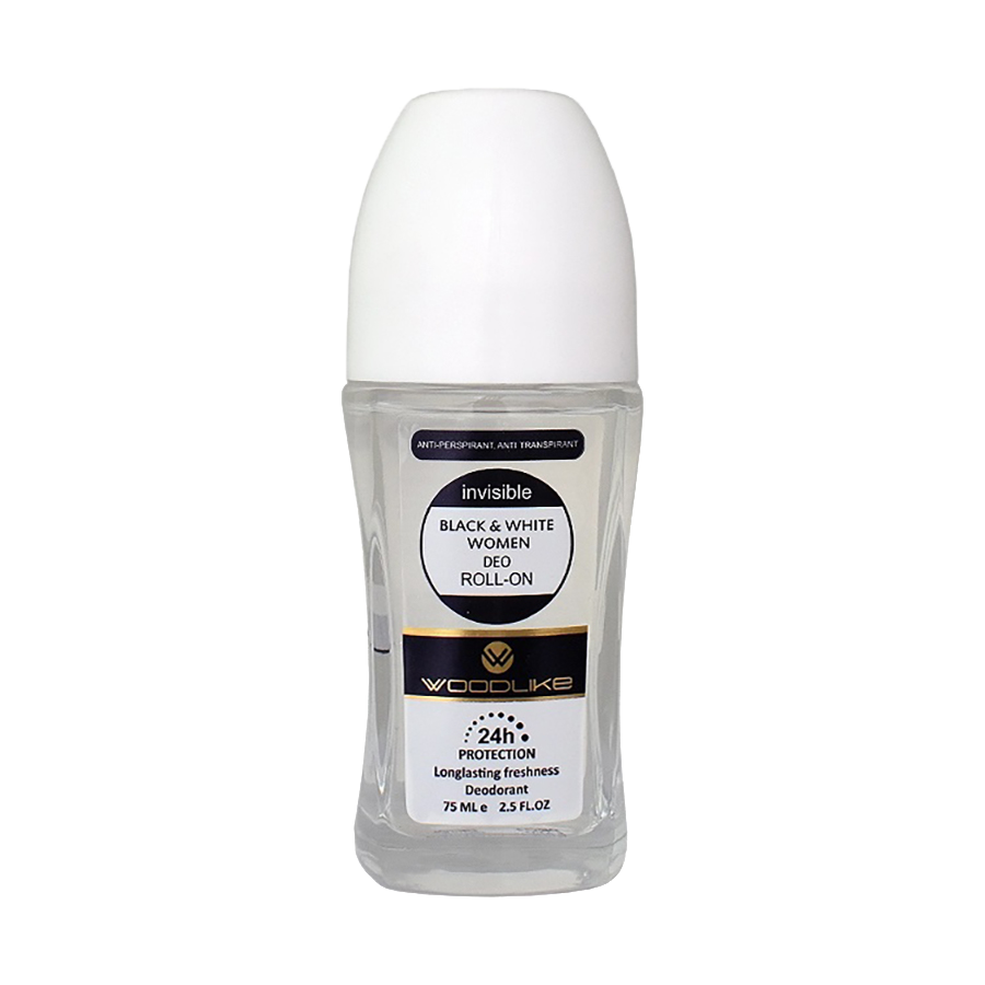 رول ضد تعریق اینویزیبل بلک اند وایت زنانه برند وودلایک (Woodlike Invisible Black and White Deo Roll-On for Women 75ml)