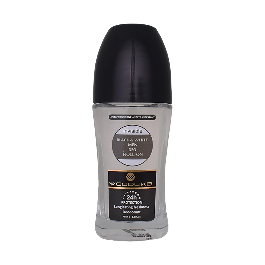 رول ضد تعریق اینویزیبل بلک اند وایت مردانه برند وودلایک (Woodlike Invisible Black and White Deo Roll-On for Men 75ml)